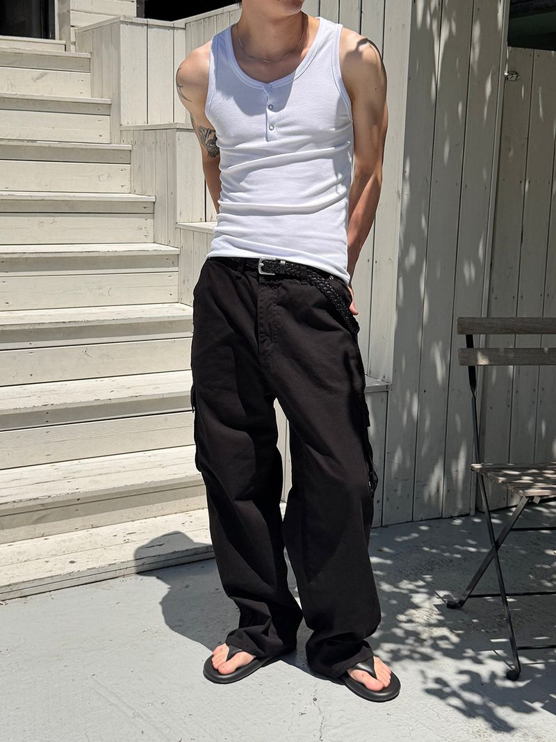 Span golgi henley neck sleeveless(3color)