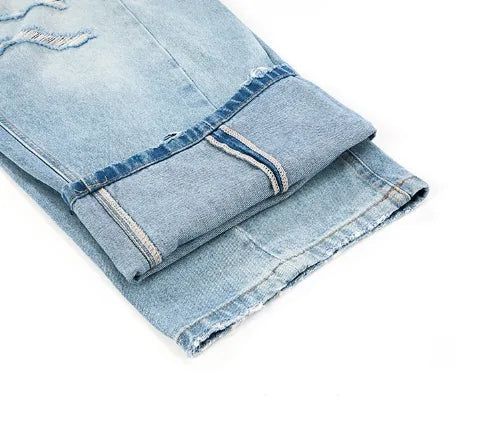 Slash Damaged Wide Denim Pants