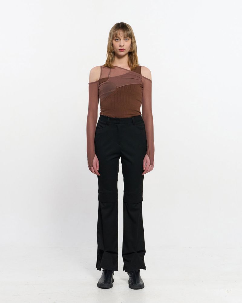 In&Out Knitted Top _  BROWN