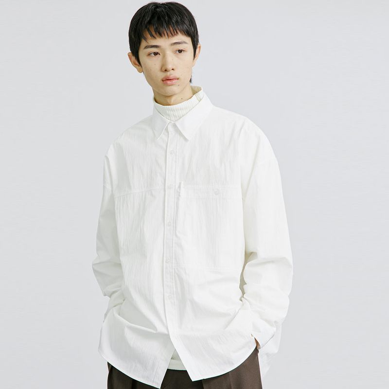 NYLON UTILITY POCKET LAUNDRY SHIRT WHITE
