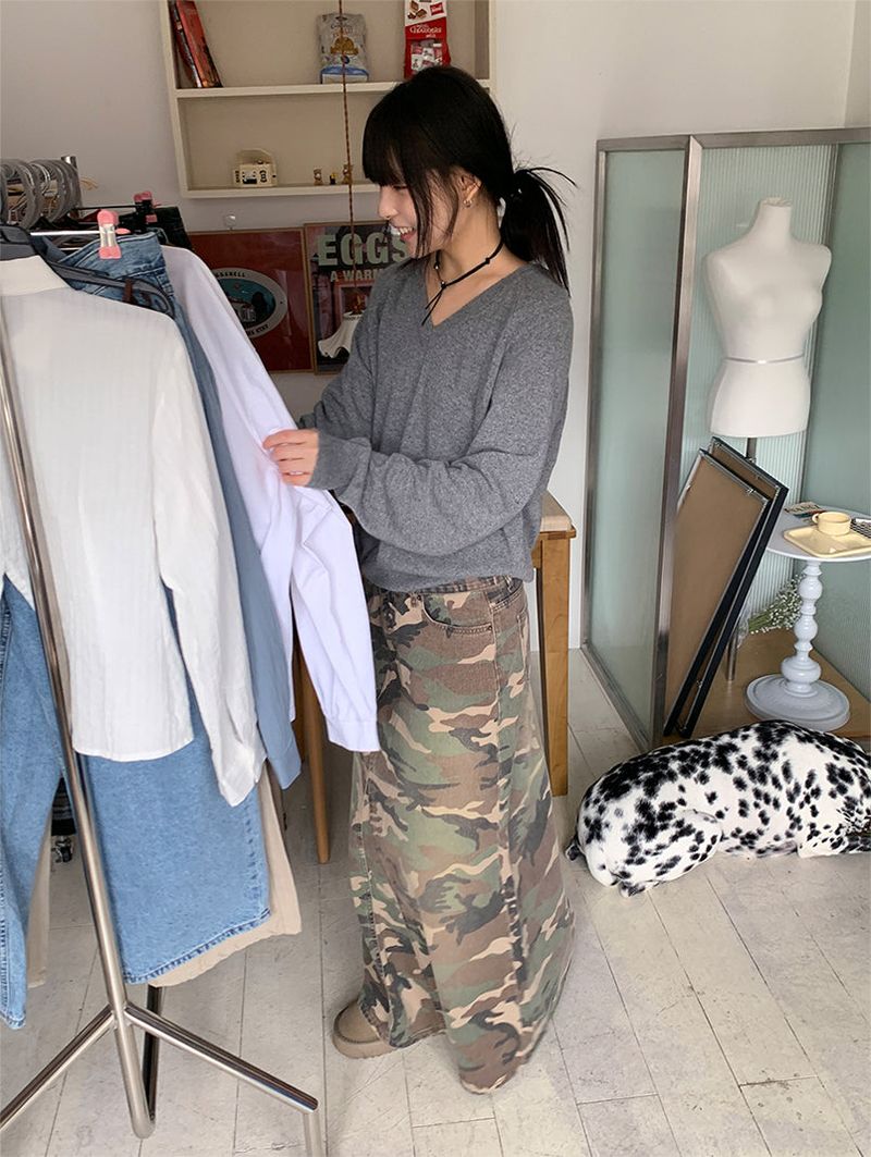 CAMOUFLAGE MAXI SKIRT