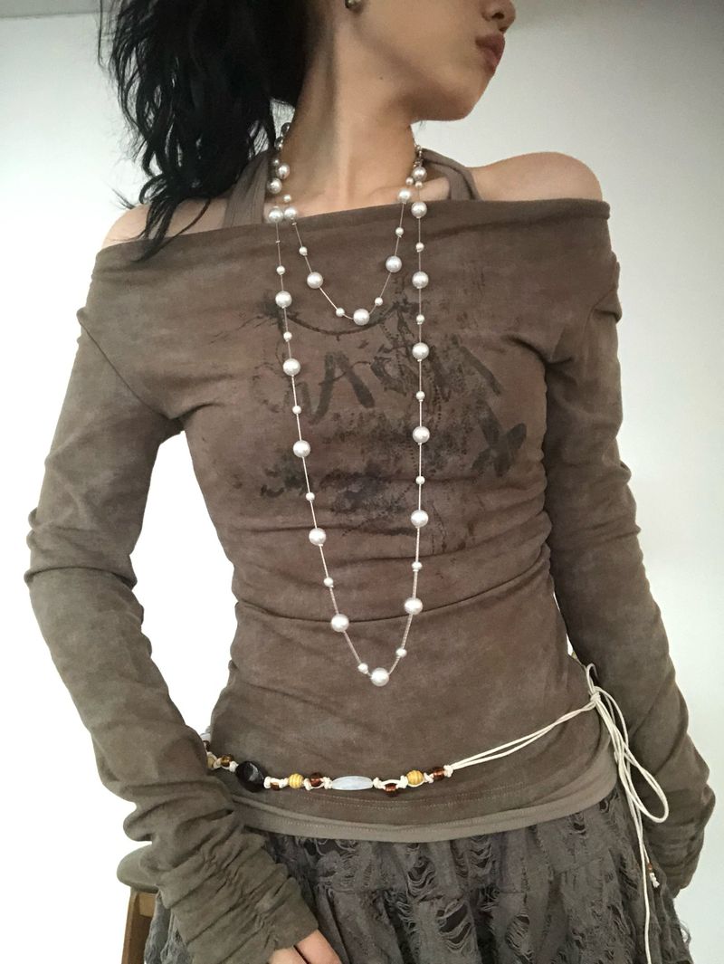 Oriental Pearl Beads Long Necklace