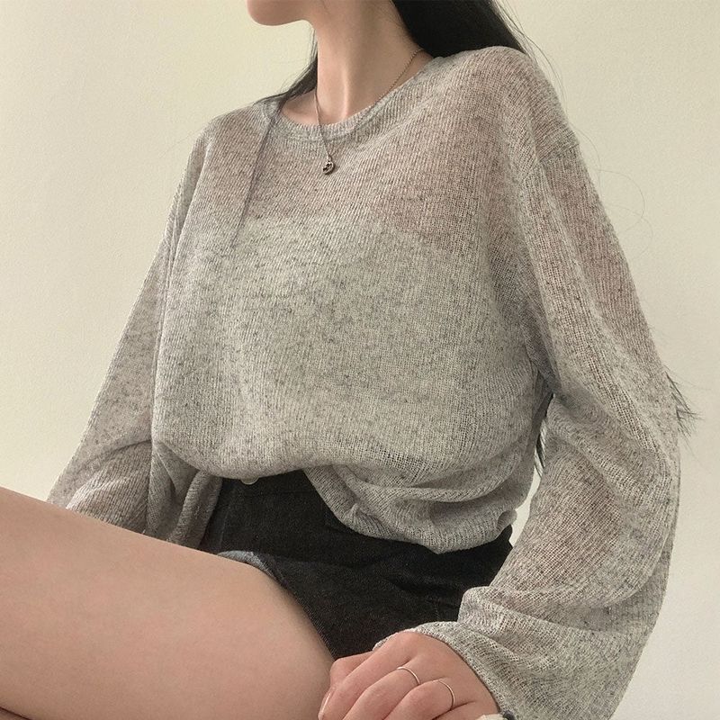 [Bellide made] See-through Bookle Linen Summer Knit T-shirt