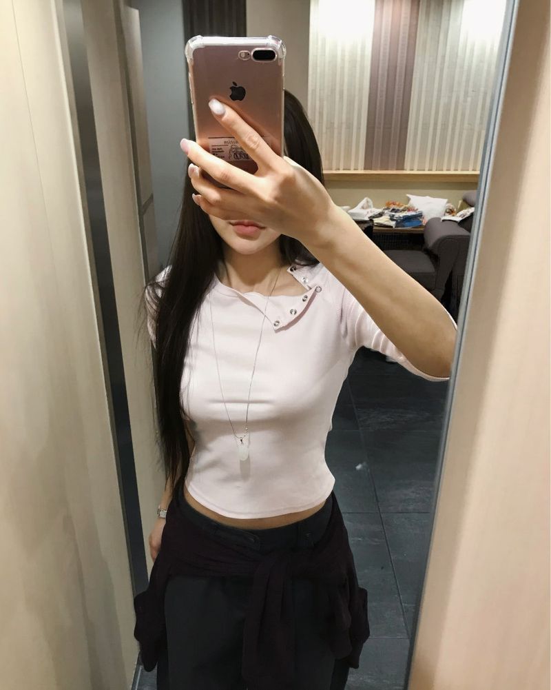 hab 4 button slim ribbed top