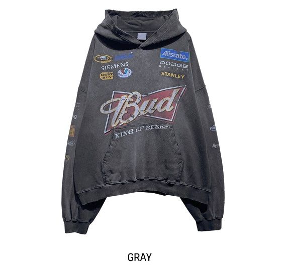 Bird Print Overfit Hoodie