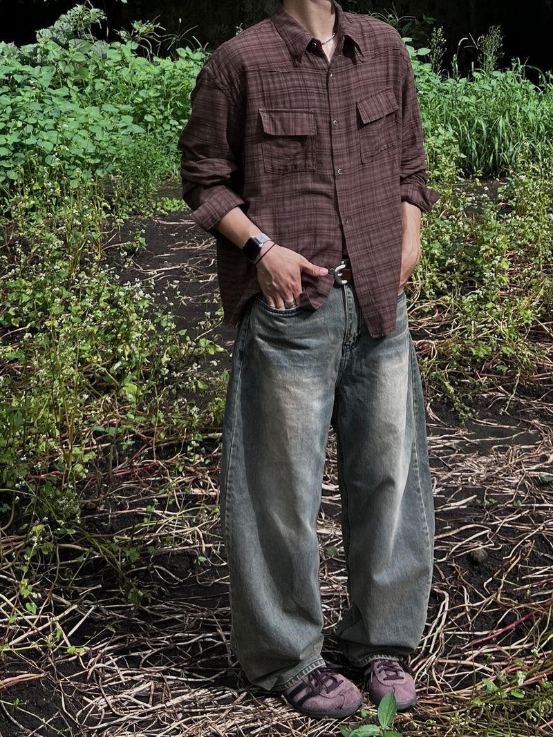 Sand Curved Denim Pants (S, M, L)
