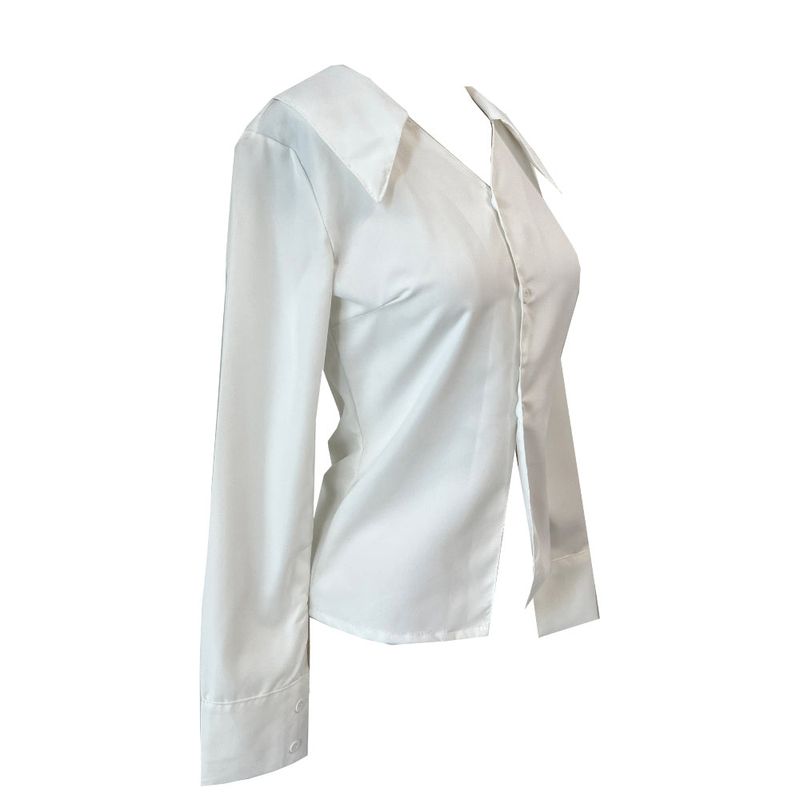 Opening V-neck basic silhouette long sleeve shirt (2 colors)
