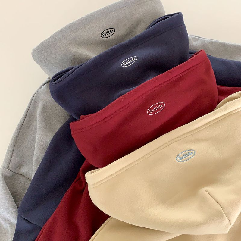 [Bellide made] embroidery napping hood zip-up
