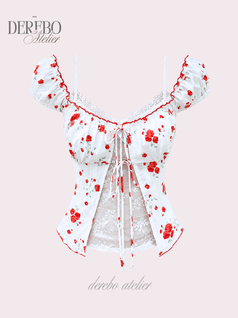 Red Rose Lace Layered Blouse