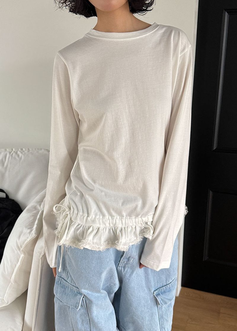 LACE FRILL LONG SLEEVE TEE