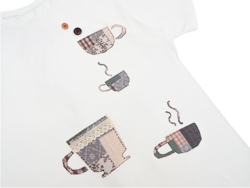 TEA CUP CROCHET T-SHIRT / WHITE