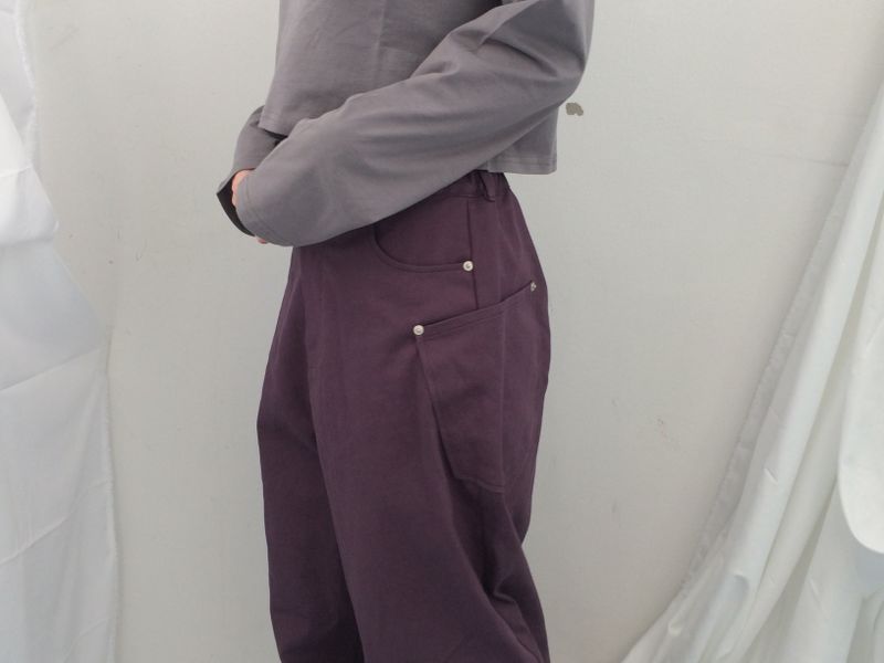 Semi-balloon pocket cotton pants