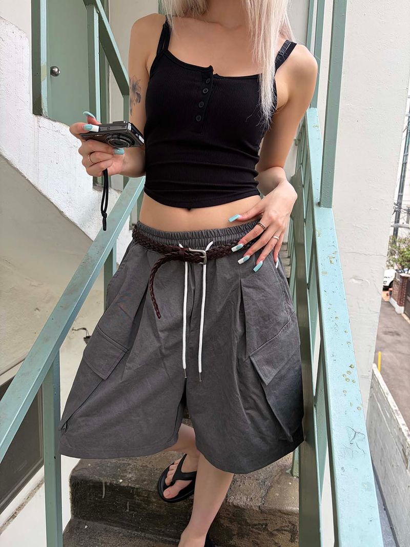 Pigment cargo bermuda pants(3color)