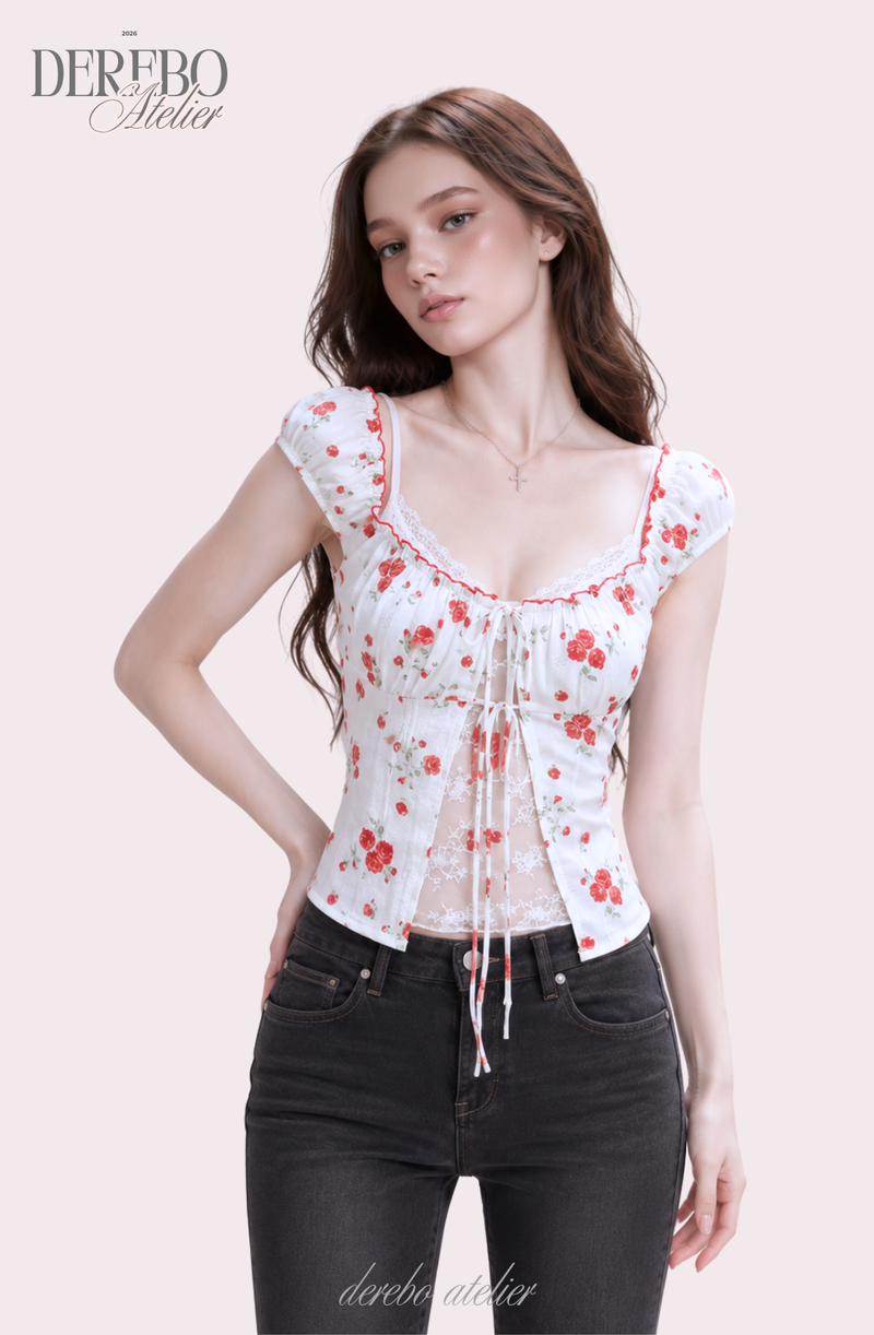 Red Rose Lace Layered Blouse