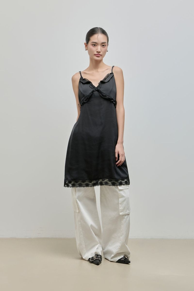 Silky Lace Bustier Dress_Black