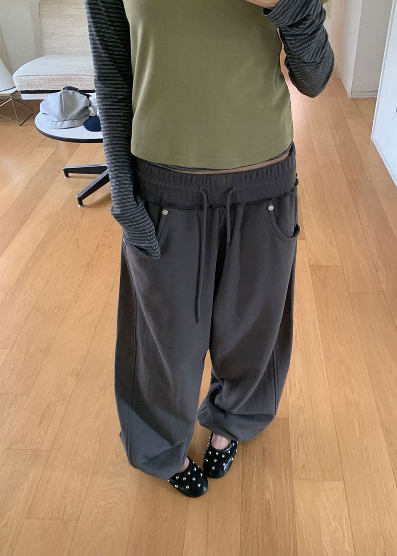 EYELET WIDE JOGGER PANTS (4color)