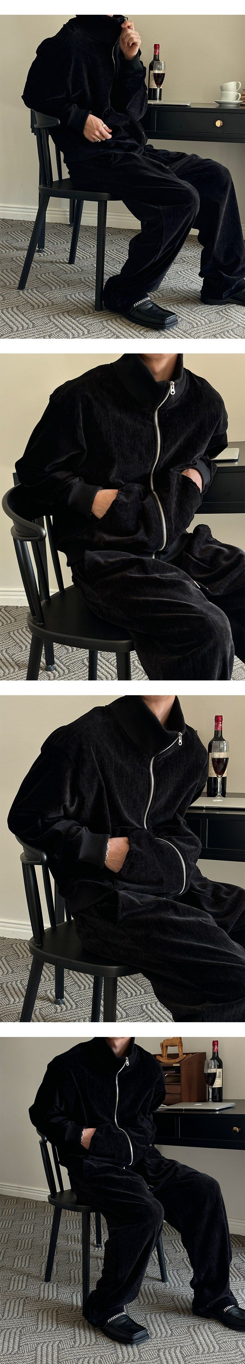 [SET UP가능] Velvet track zip up(4color)