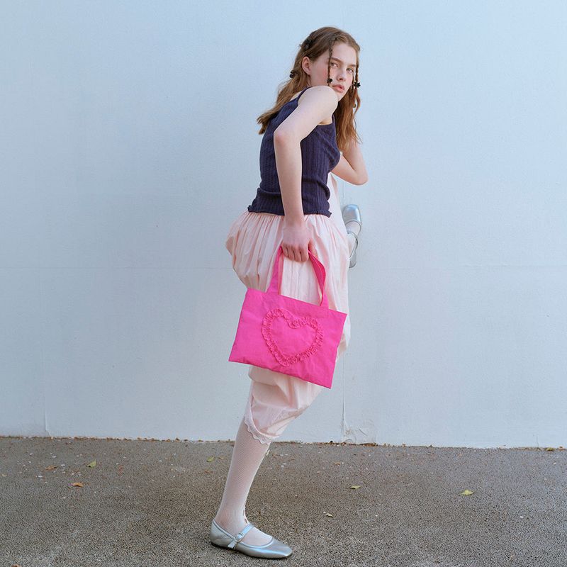 FRILL HEART MINI BAG, FUSCIA