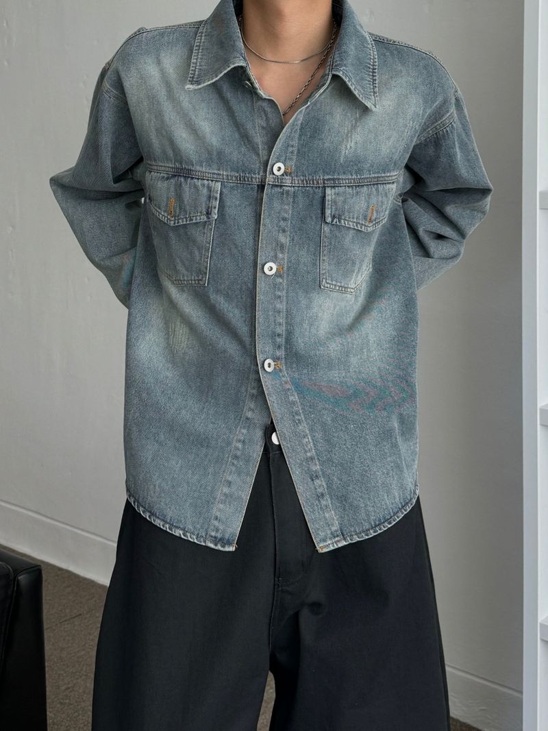 JI9BON（ジグボン）の「OW Washed Pocket Denim Shirt (2C)（Tops）」