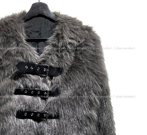 Mori three buckle cropped fur jacket