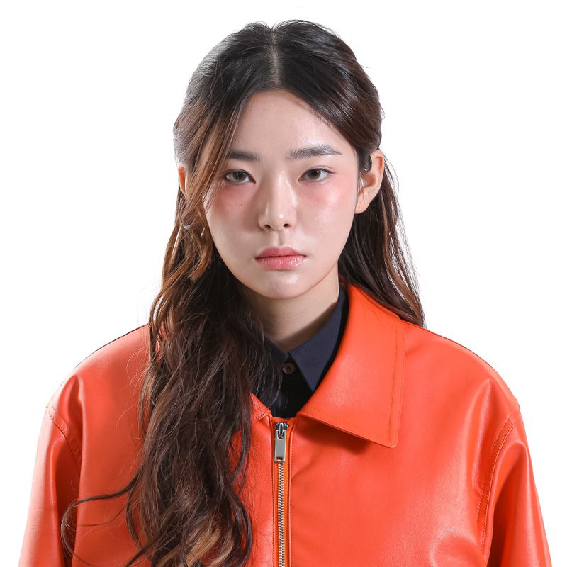 RIDERS LEATHER BOMBER ORANGE