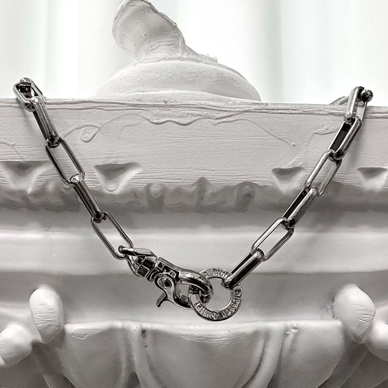 SS-6mm BOX chain neckloace_silver
