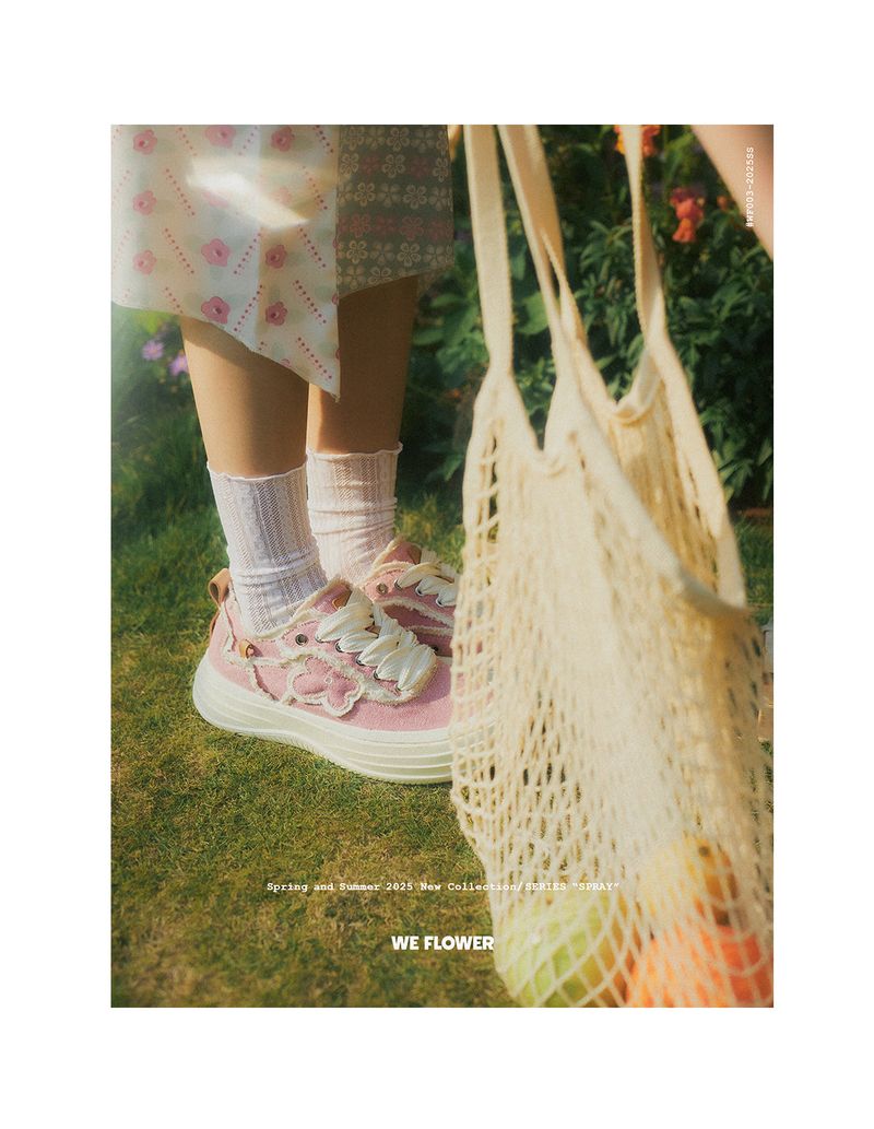 WE FLOWER Fashionable New Tassel Thick-Soled Wave Shoes - Coral Pink