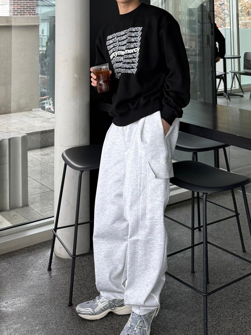 Snap cargo wide sweatpants