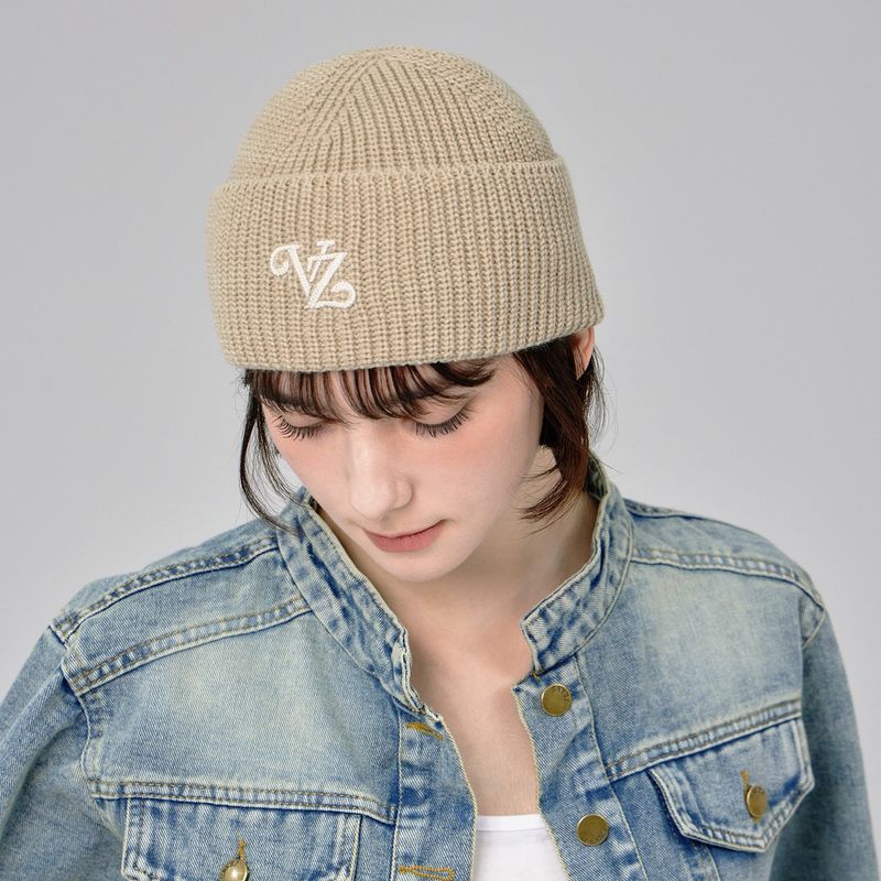 Leaf VZ Logo Washed Beanie / Beige