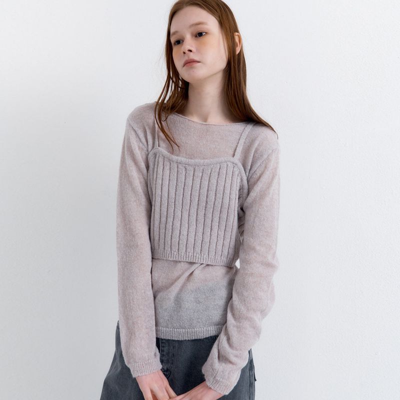 Bustier Knit Set Gray