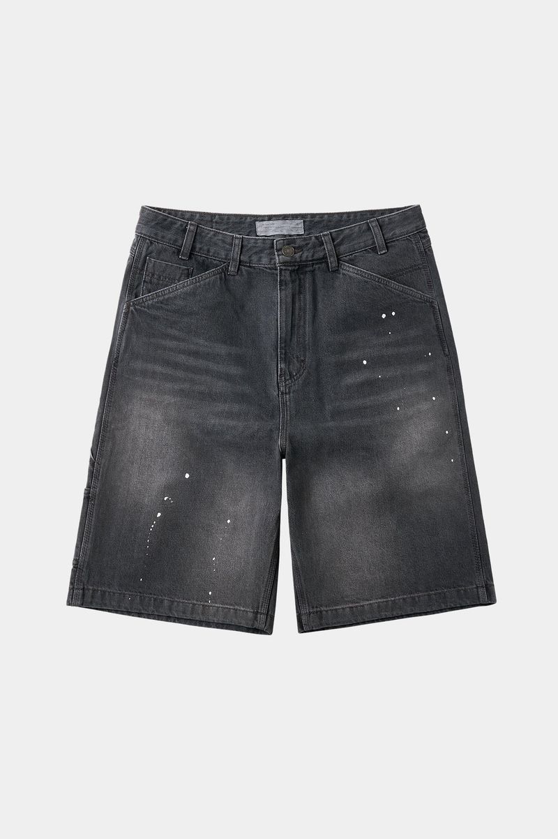Aged Splatter Carpenter Denim Shorts(Washed Black)