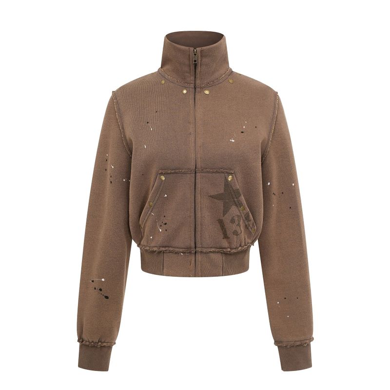 Vintage Splatter High Neck Zip-up 232818686