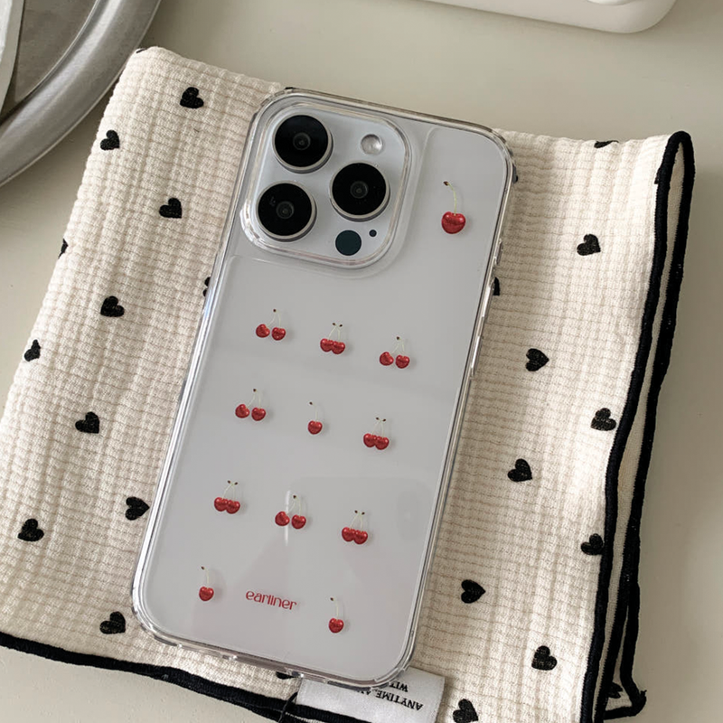 [made] cherry pattern jelly hard case