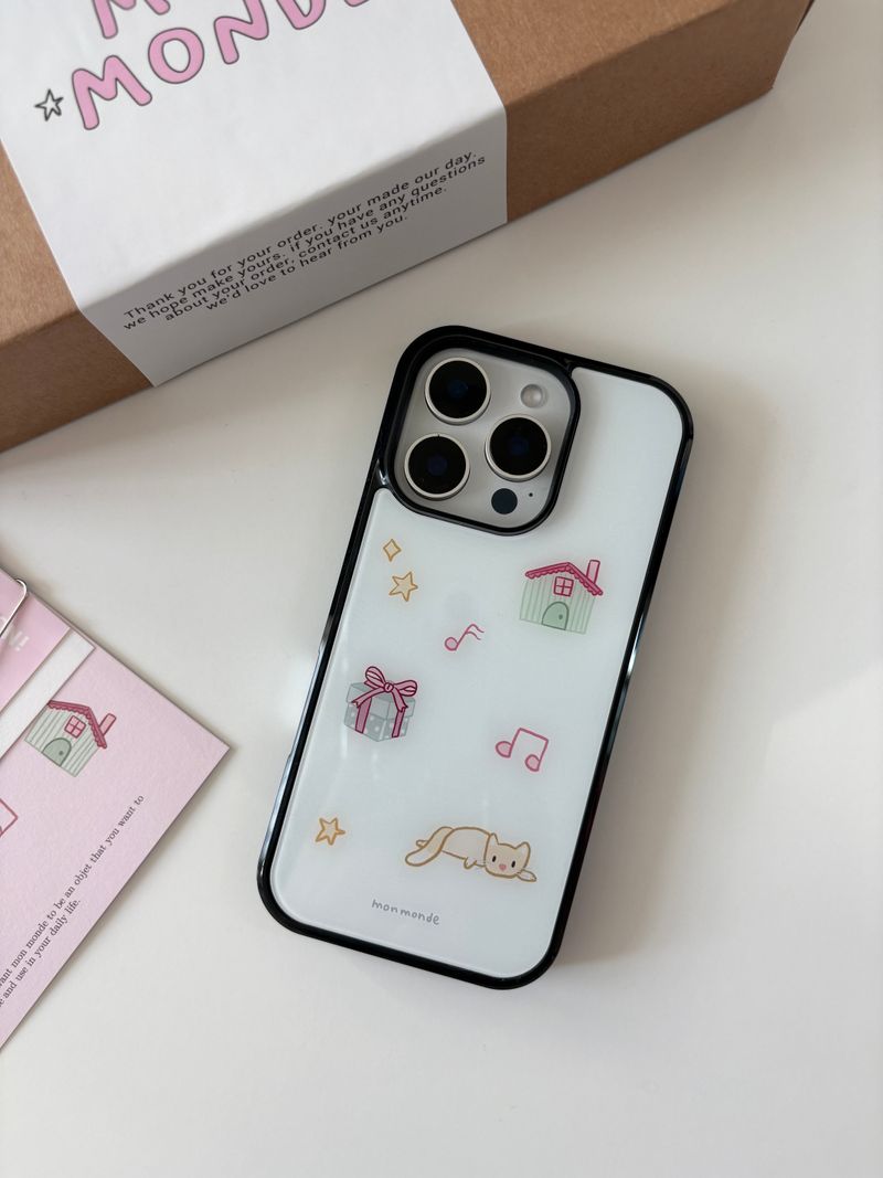 love cat  phone case (white)