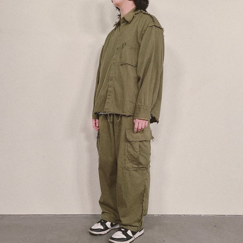 grunge plain shirt_khaki