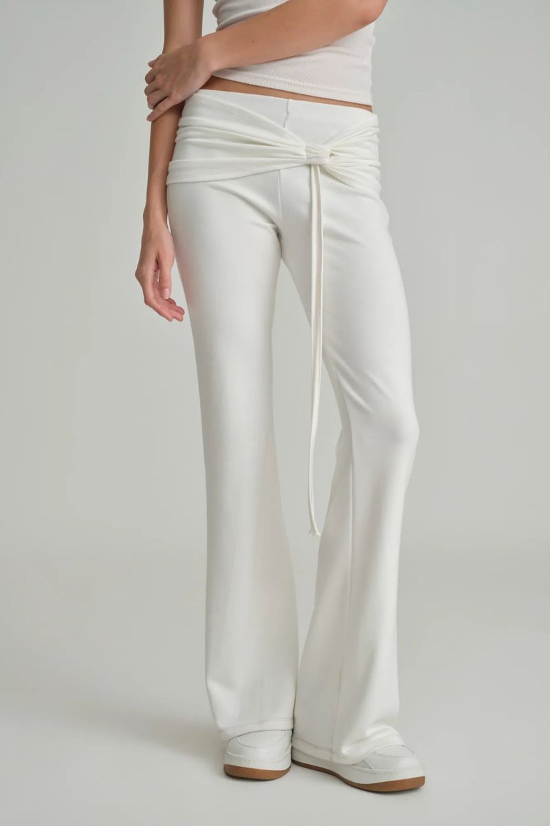 Ballet studio flare line pants, White