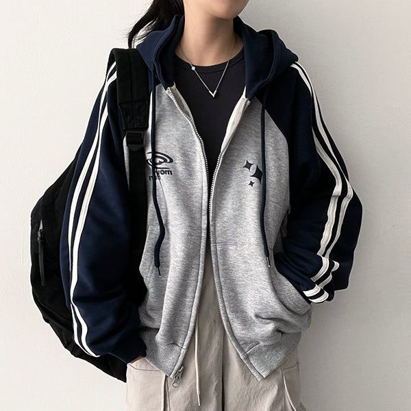 Deki Zuri Track Line Hooded Zip-Up