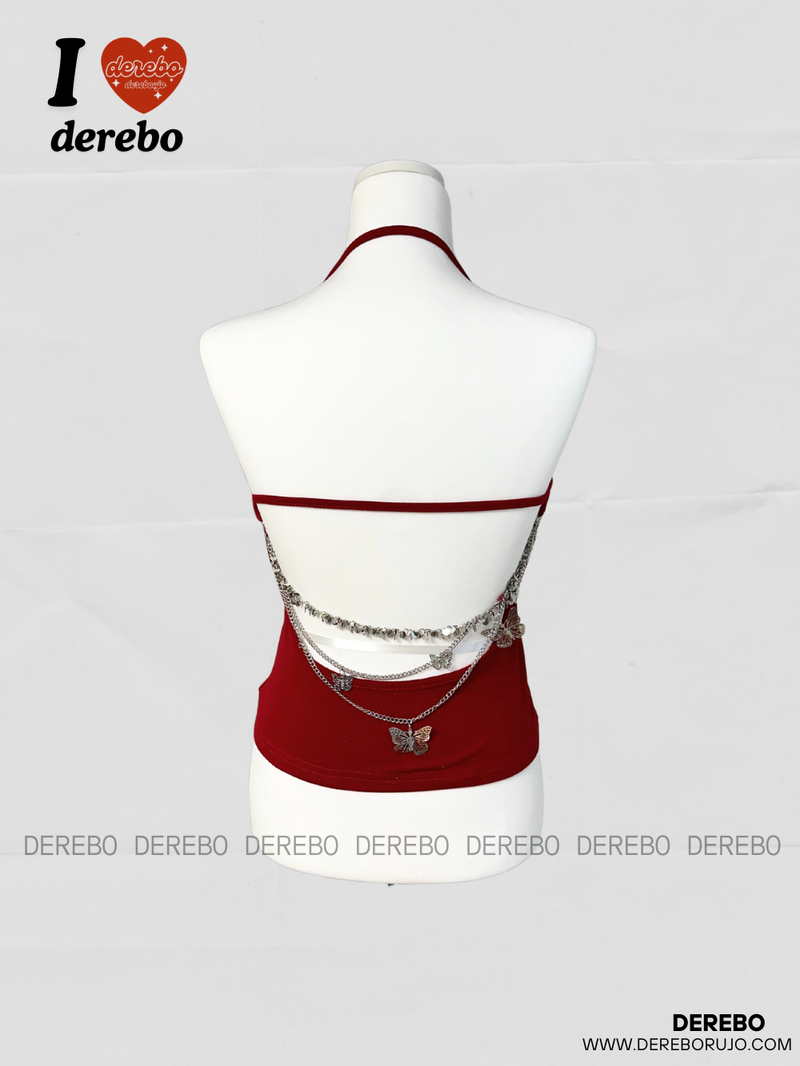 Back strap chain pad sleeveless t-shirt