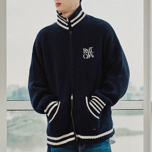 ROMANTIC CROWN（ロマンティッククラウン）の「HEAVY GAUGE KNIT ZIP UP_NAVY（Tops）」