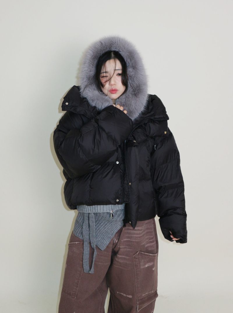 Out String Winter High-Neck Duck-Down Padded Jacket (Light Padded)