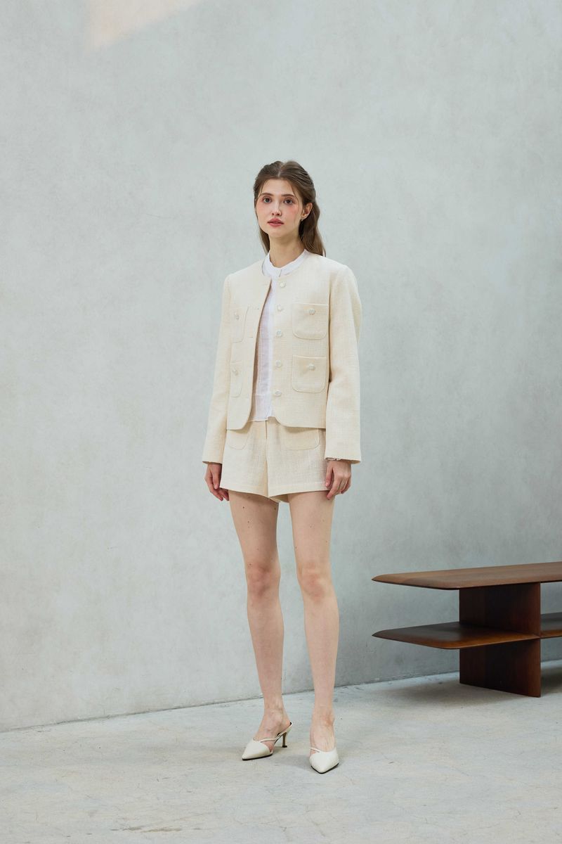 CHERISH TWEED SHORTS PANTS / WHITE