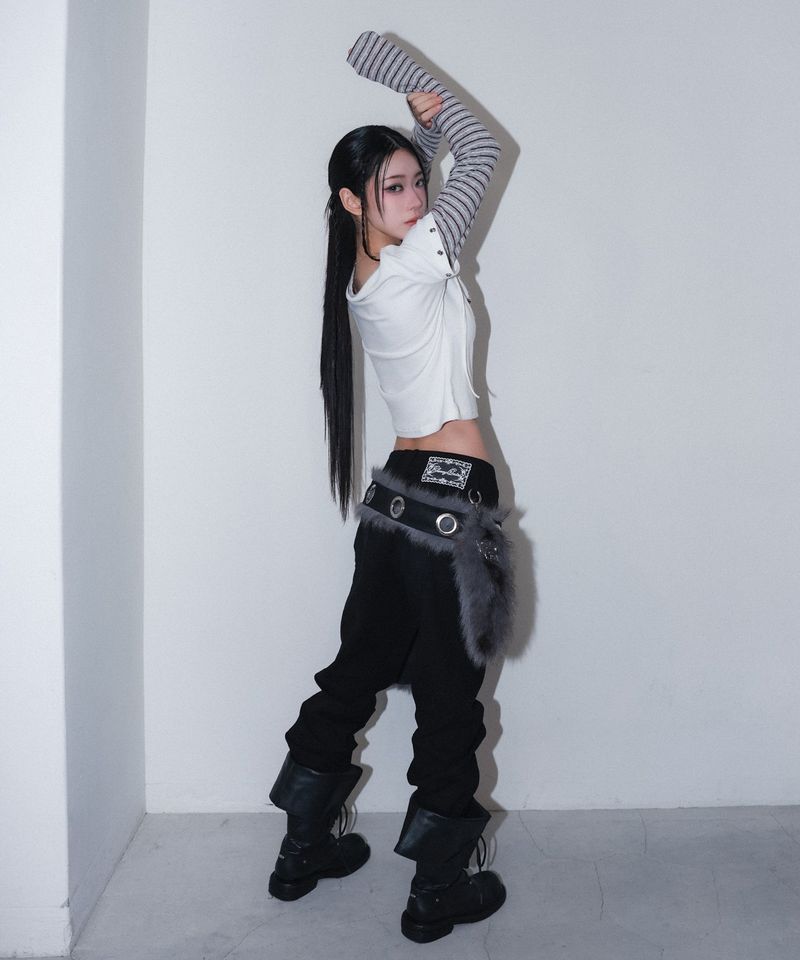 punky bow layered tee - ivory