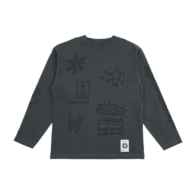 Graffitionmind Graffiti LS Pigment T-shirt (Charcoal)