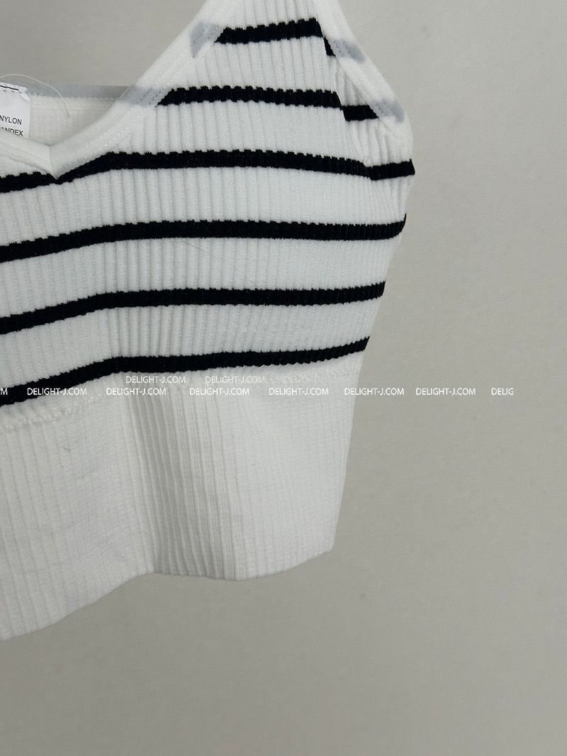 a tight striped bra top