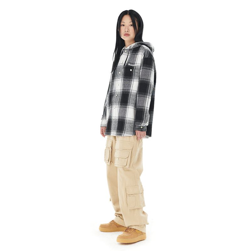 HOODED OMBRE CHECK SHIRT