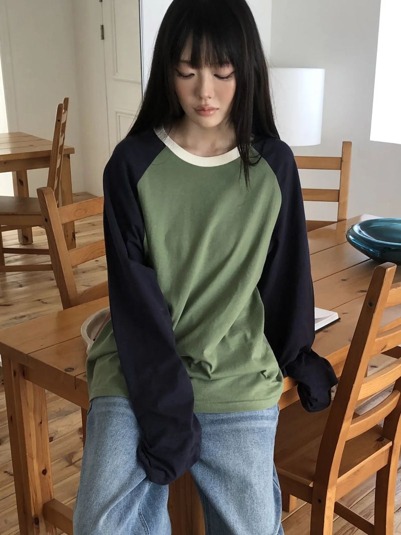 WONDER WONDER（ワンダーワンダー）の「セグ コントラスト ラグラン ロングスリーブTシャツ（トップス）」