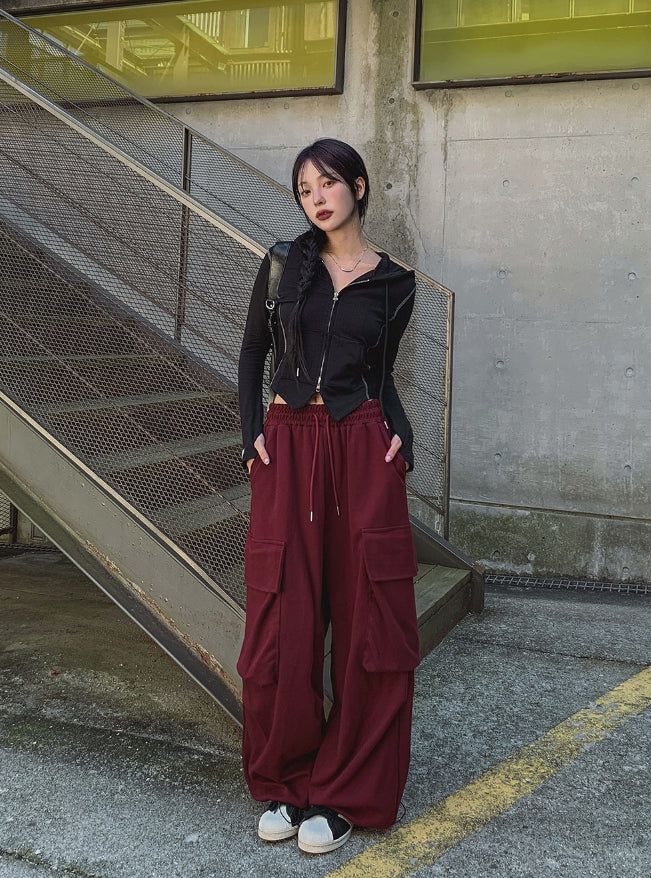 Hack Wide Big Pocket Sweat Cargo Pants