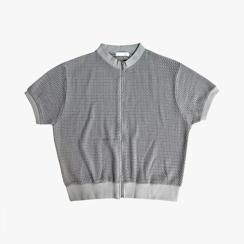 Half-neck punching zip-up cardigan