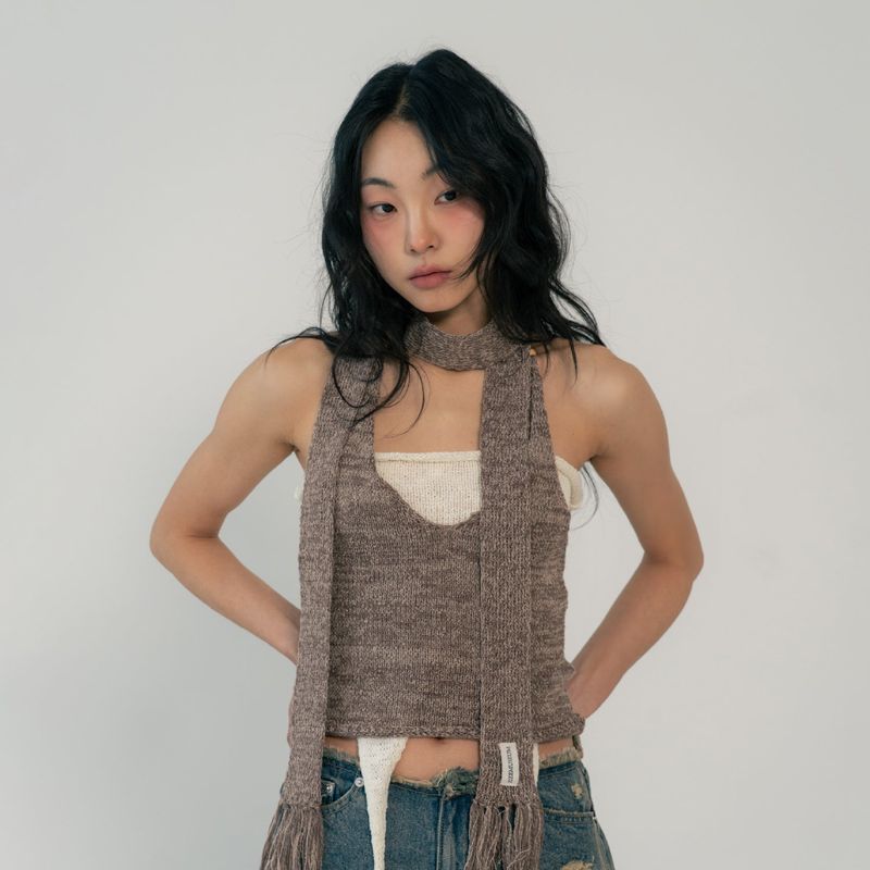 ZIZE KNIT MUFFLER (MOCHA)