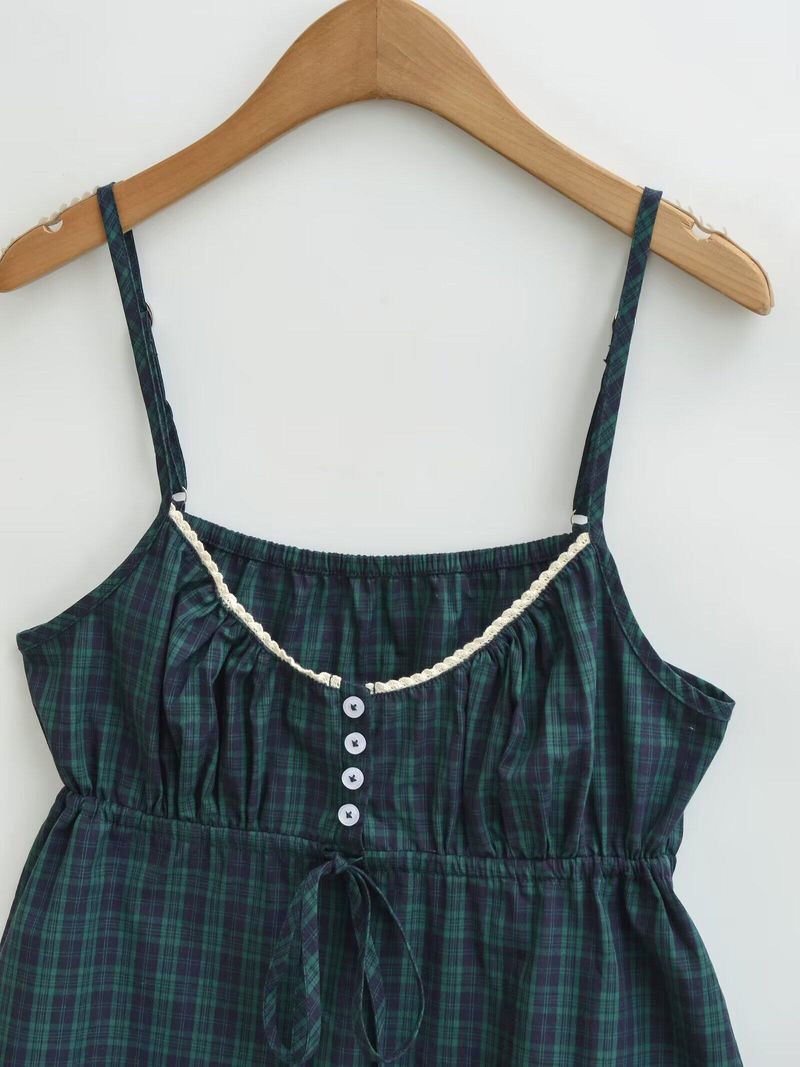 Zaire Check Ribbon Sleeveless Top